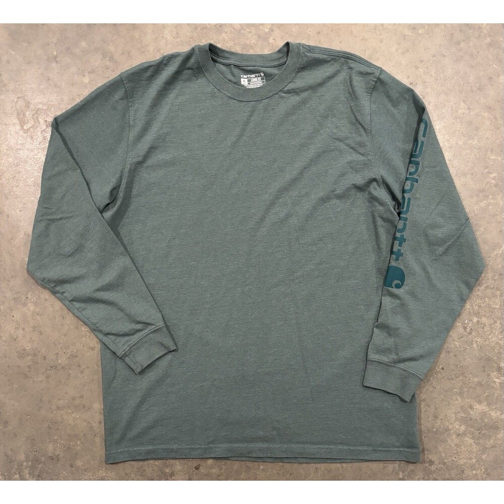 Carhartt Long Sleeve Shirt Logo Men’s XL Green Loose Fit Outdoors